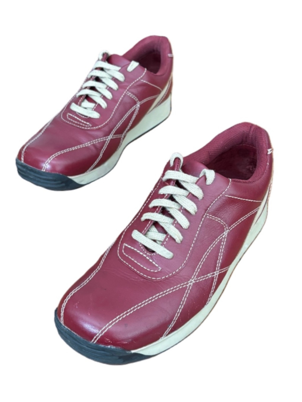 Wanted Speed burg & wht retro style lace up snkrs WM 8.5 bowling Y2K